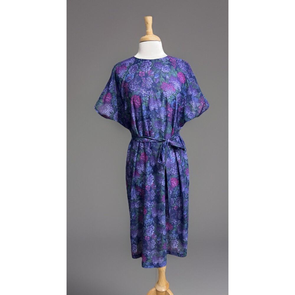 California Looks 80s Cottage Floral Purple Belted Dress & Jacket Granny sz 18